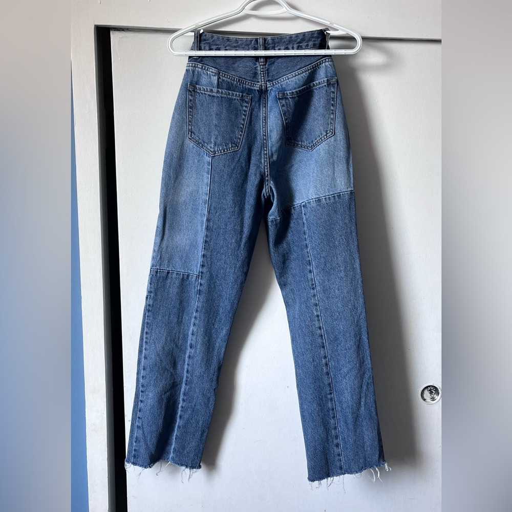 PacSun Blue Straight Leg Patchwork Jeans - Picture 4 of 5